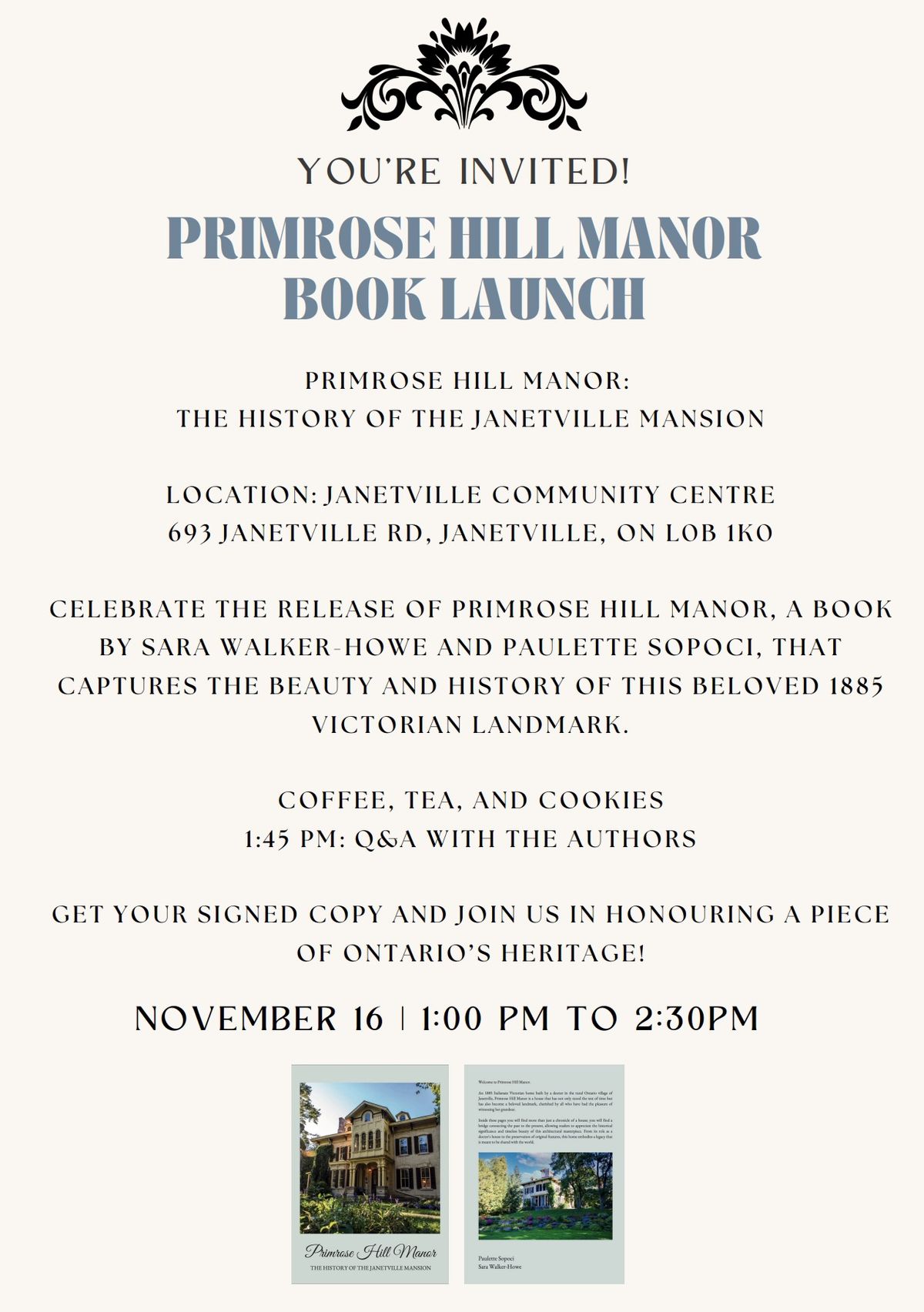 Primrose Hill Manor Book Launch