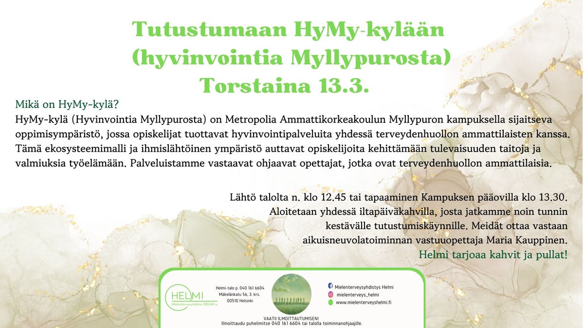 Tutustuminen HyMy-kyl\u00e4\u00e4n