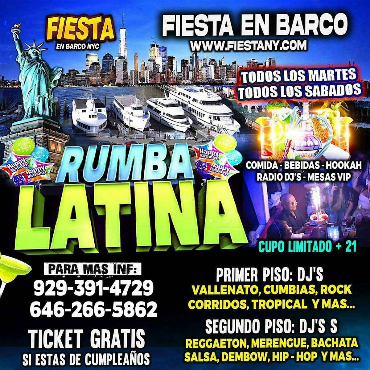 LA FIESTA EN BARCO #1 DE MANHATTAN NEW YORK