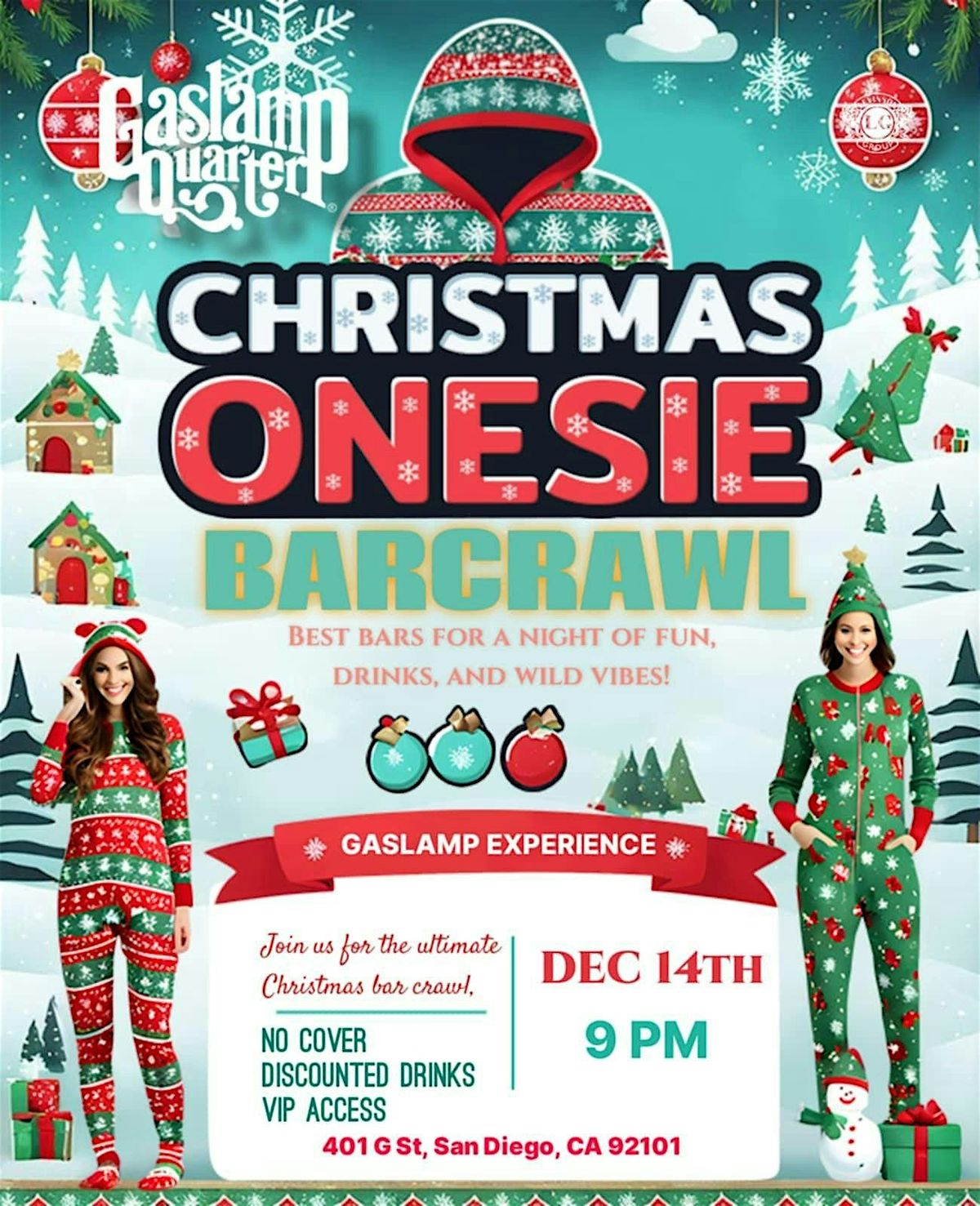 Gaslamp Christmas Onesie Bar Crawl