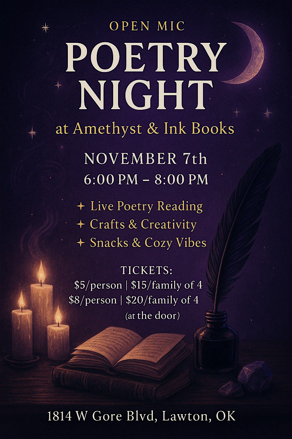 Poetry Night at Amethyst and Ink Bookstore