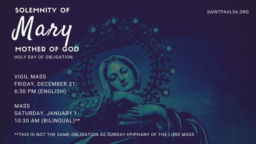 Solemnity of Mary, Mother of God (Vigil Mass)