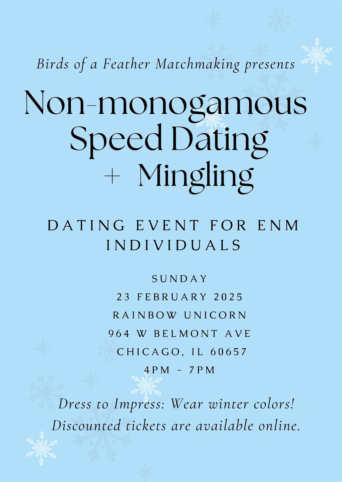 Non-monogamous Speed Dating + Mingling for Individuals