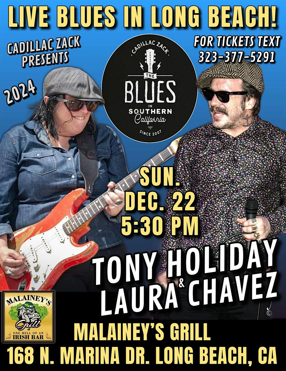 TONY HOLIDAY & LAURA CHAVEZ BAND - Blues Harp & Guitar Greats - Long Beach!