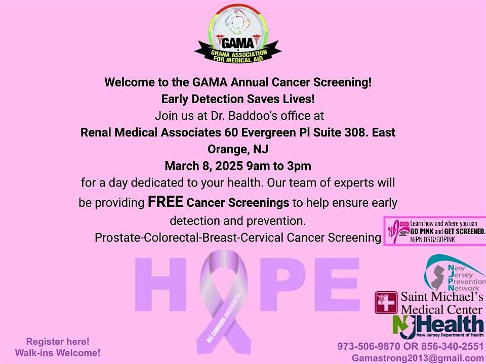 Gama's March 8, 2025 Free Cancer Screening