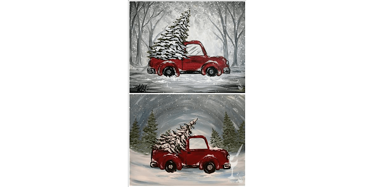 Red Truck Filled with Christmas Joy - Paint and Sip in Denver | Classpop!\u2122