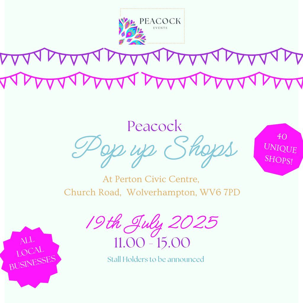 Peacock Pop Up Shops | 19th July 2025 | 11.00 - 15.00