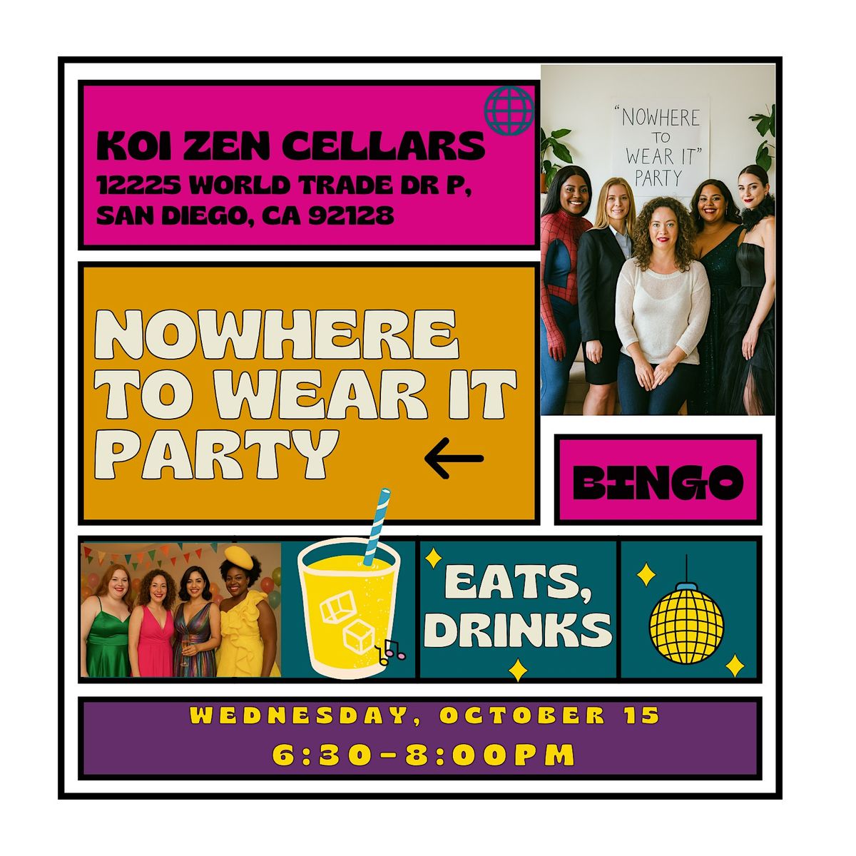 Nowhere to Wear It BINGO Party