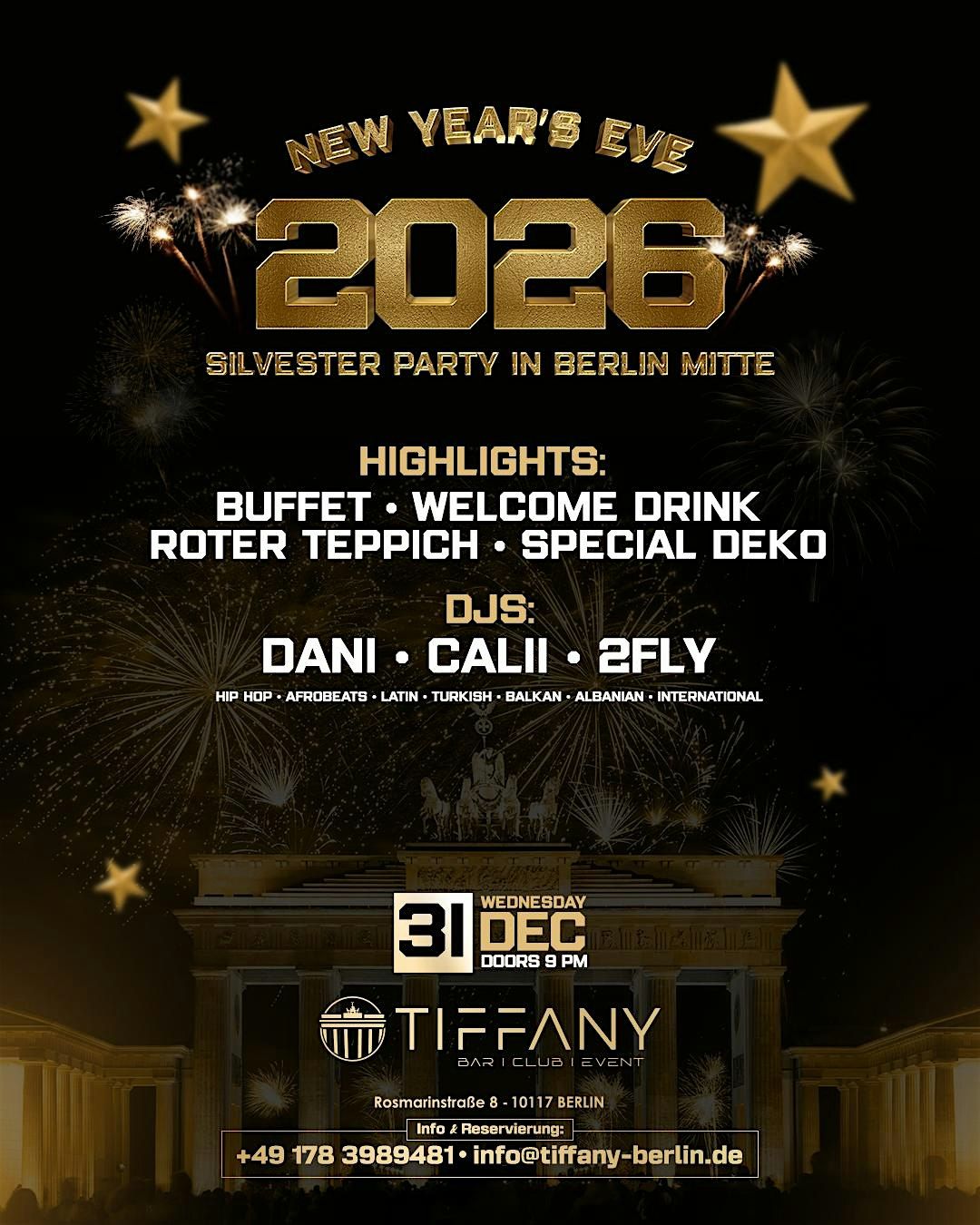 NYE 2026 \u2013 Silvester Party im Tiffany Club Berlin