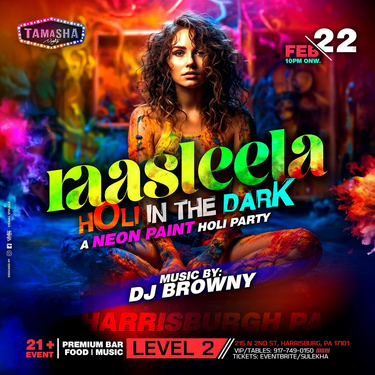 HARRISBURG RAASLEELA | HOLI IN THE DARK | FEB 22ND | NEON PAINTS |21+