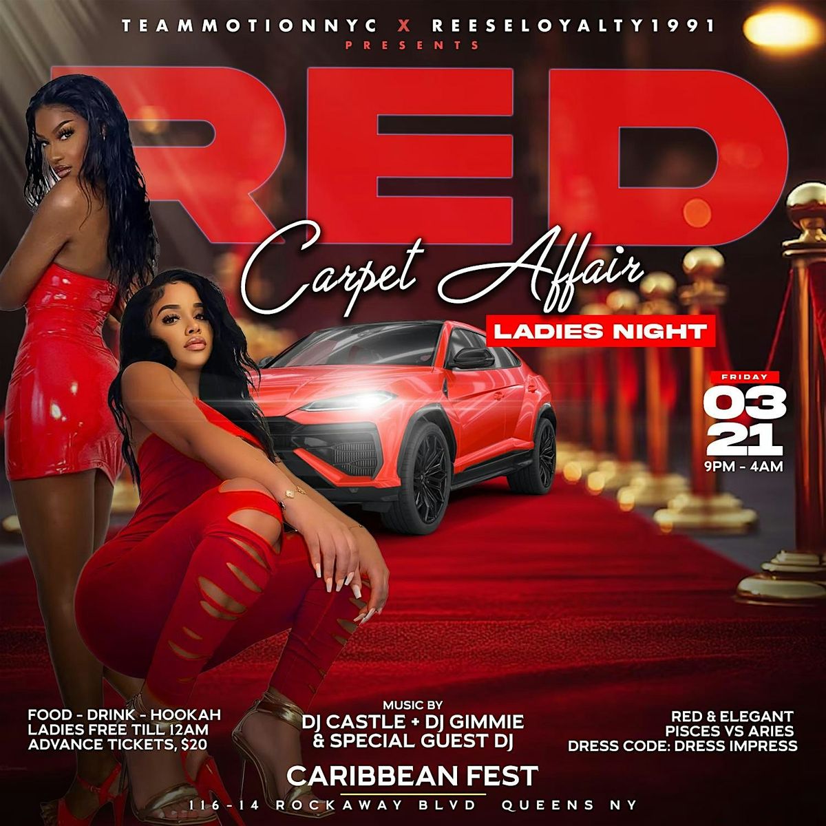 RED CARPET AFFAIR  LADIES NIGHT RED & ELEGANT  PISCES VS ARIES