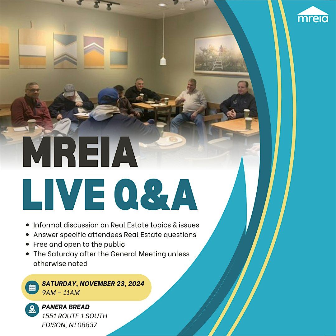 MREIA Saturday Q&A at Panera with Dave Corsi - Free and Open to the Public