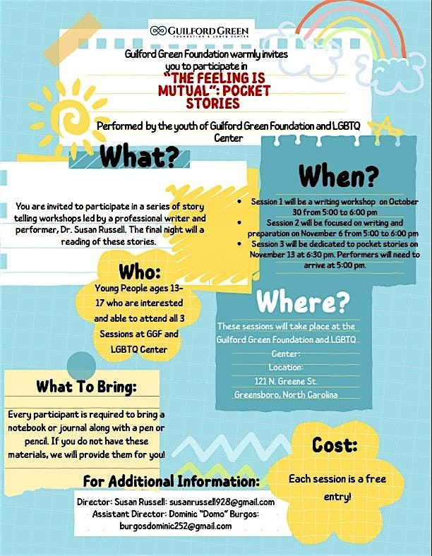 Youth Writing\/Storytelling Workshops "The Feeling is Mutual" Pocket Stories