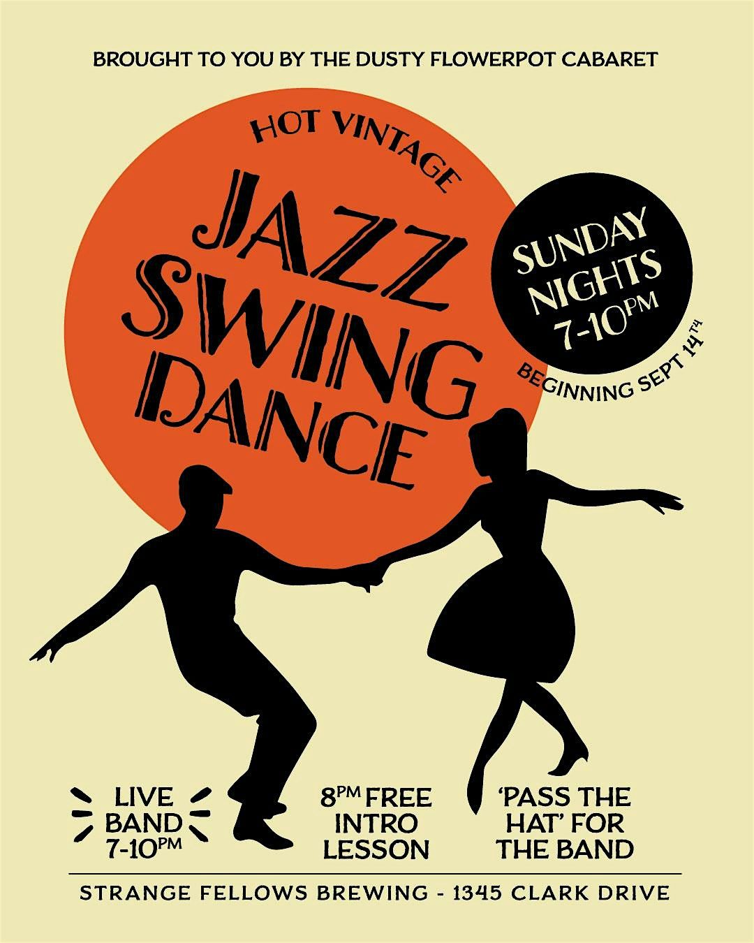 BRASS TAX TRIO live band dance drink food at STRANGE FELLOWS SUNDAYS