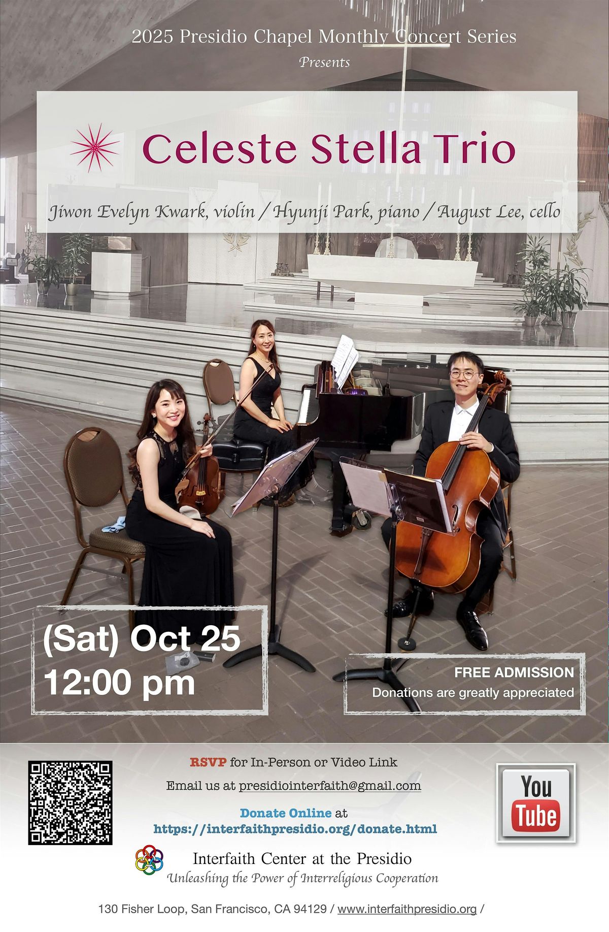 Presidio Chapel Concert Series - Celeste Stella Trio