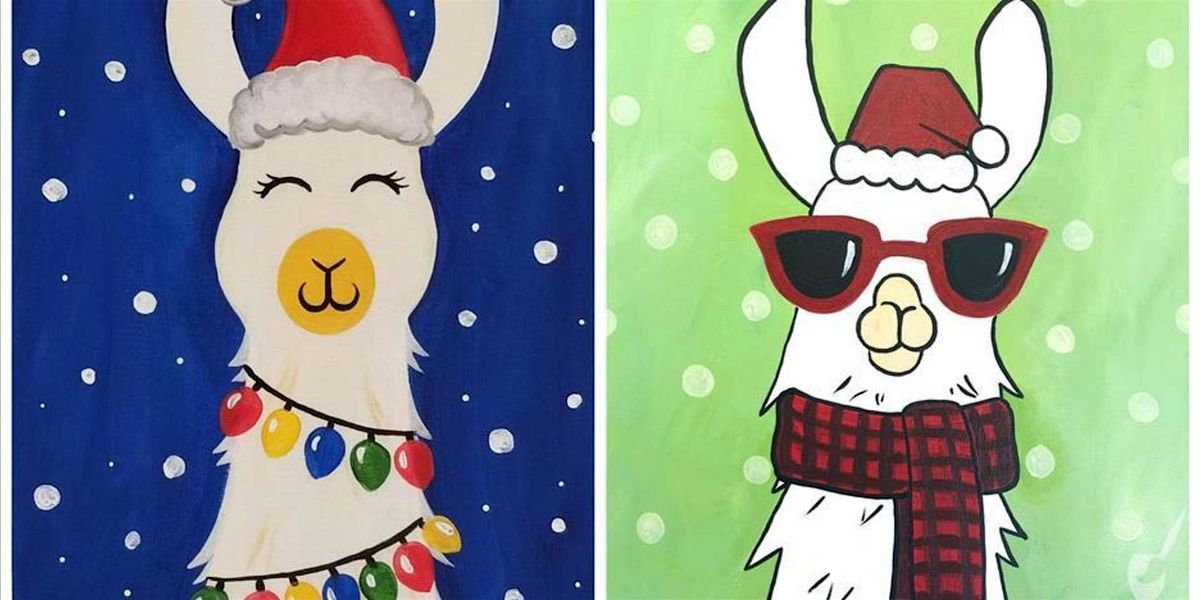 Cute Holiday Llamas - Family Fun - Paint and Sip by Classpop!\u2122