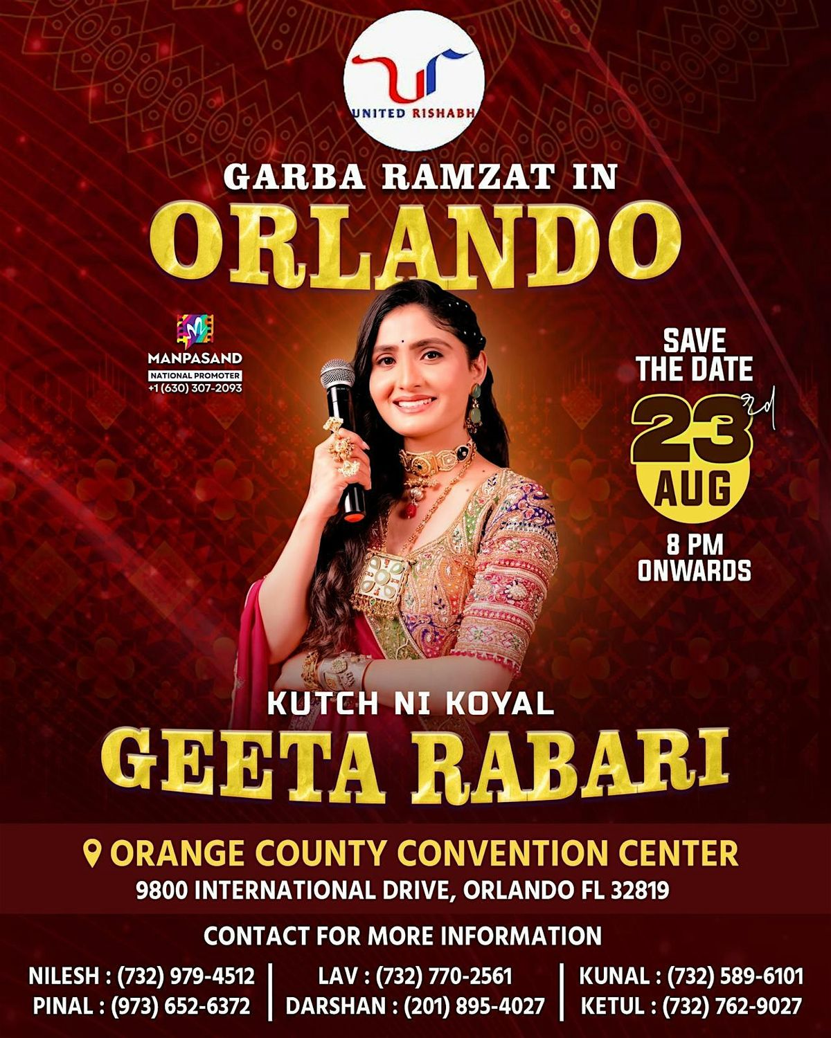 Geeta Rabari Garba In Orlando 2025 | August 23, Saturday