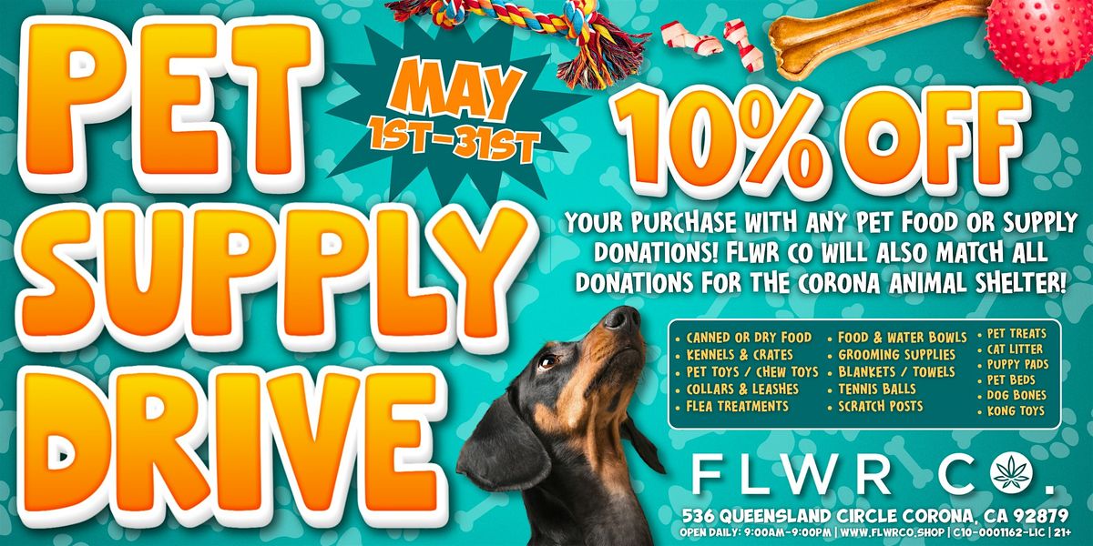 FLWR CO Pet Supply Drive \u2013 Help Our Fur Friends!