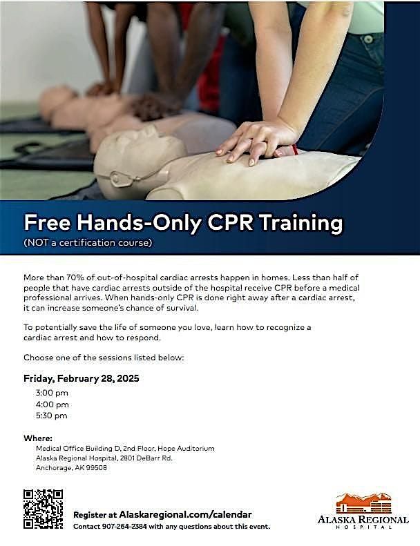 FREE Hands-only CPR Class (REGISTER ON ALASKA REGIONAL HOSPITAL WEBSITE)