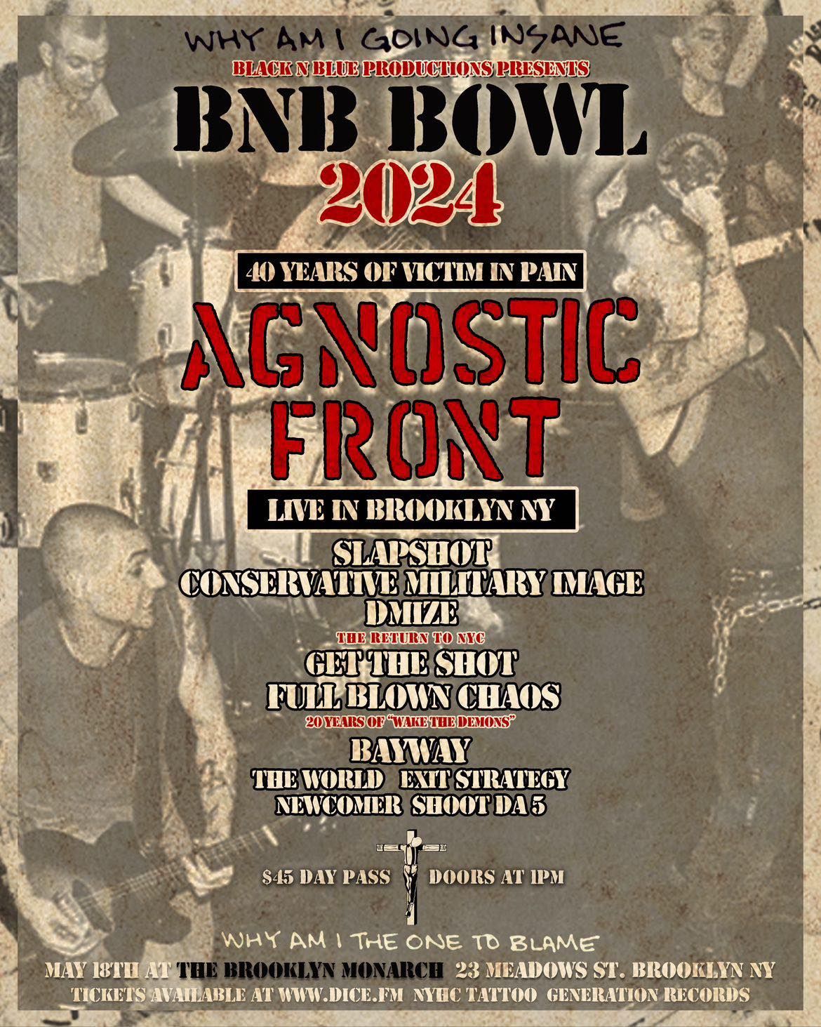 Black and Blue Bowl w\/ Agnostic Front (40 YEARS OF VICTIM IN PAIN)