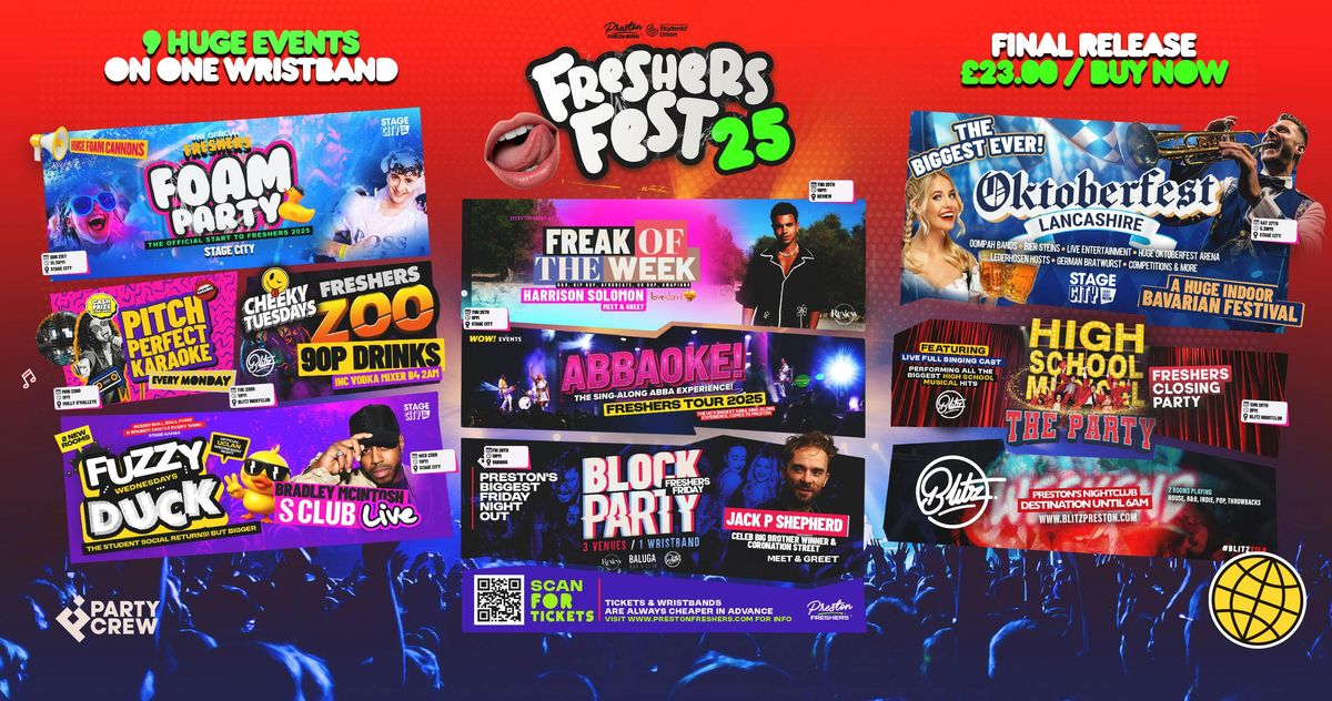 PRESTON FRESHERS & UCLAN **AAA FRESHERS WRISTBAND** \ud83c\udf9f\ufe0f The BIGGEST EVENTS all on ONE Wristband - Freshers 2025
