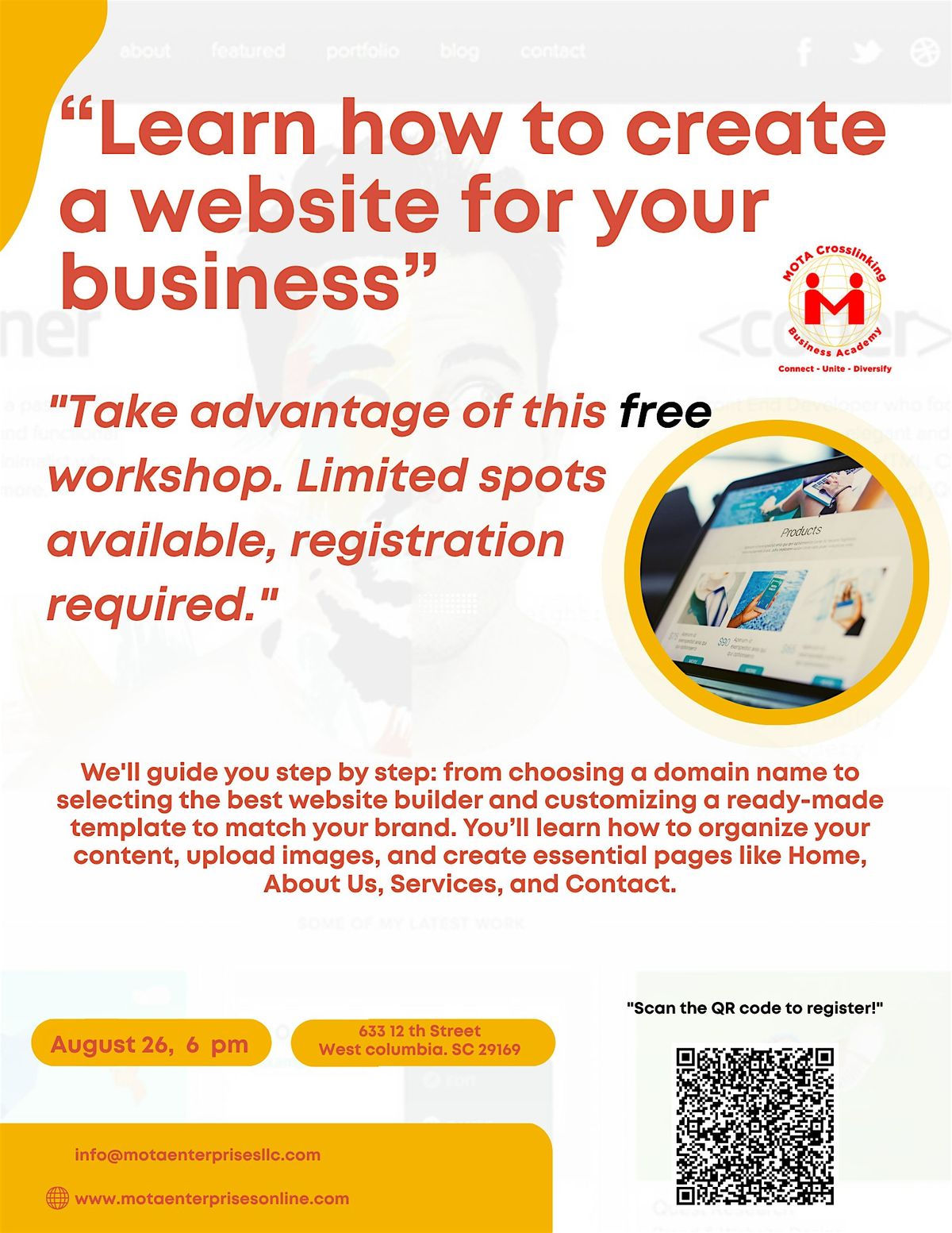 "Learn how to create your business website \u2013 Free hands-on workshop"