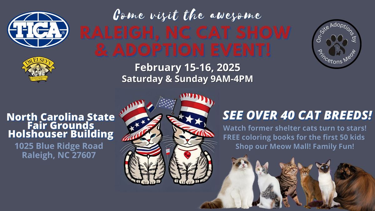 Come visit the awesome Raleigh, NC TICA Cat Show & Adoption Event!