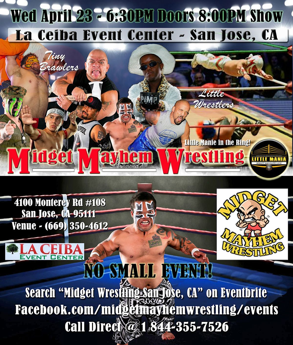 Midget Mayhem Wrestling Rips Through the Ring! San Jose CA 18+