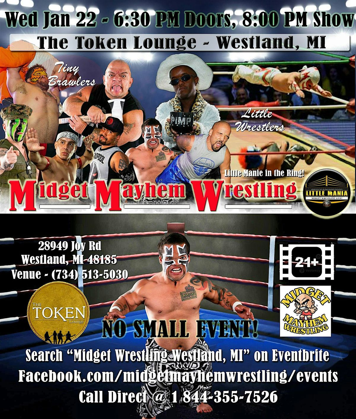 Midget Mayhem Wrestling Rips Through the Ring! Westland MI 21+