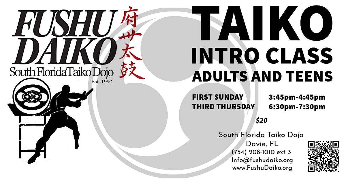 TAIKO DRUMMING INTRO CLASS - Adults and Teens DAVIE, FL