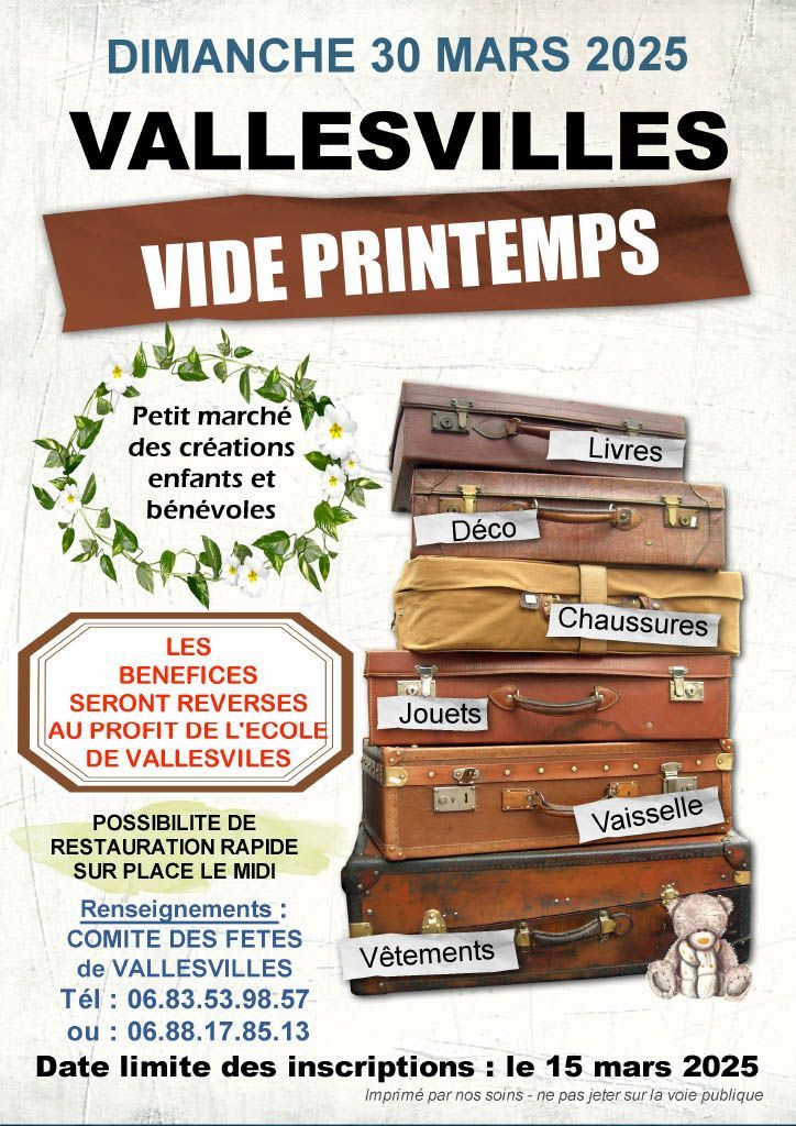 Vide printemps au profit de l'\u00e9cole de Vallesvilles 