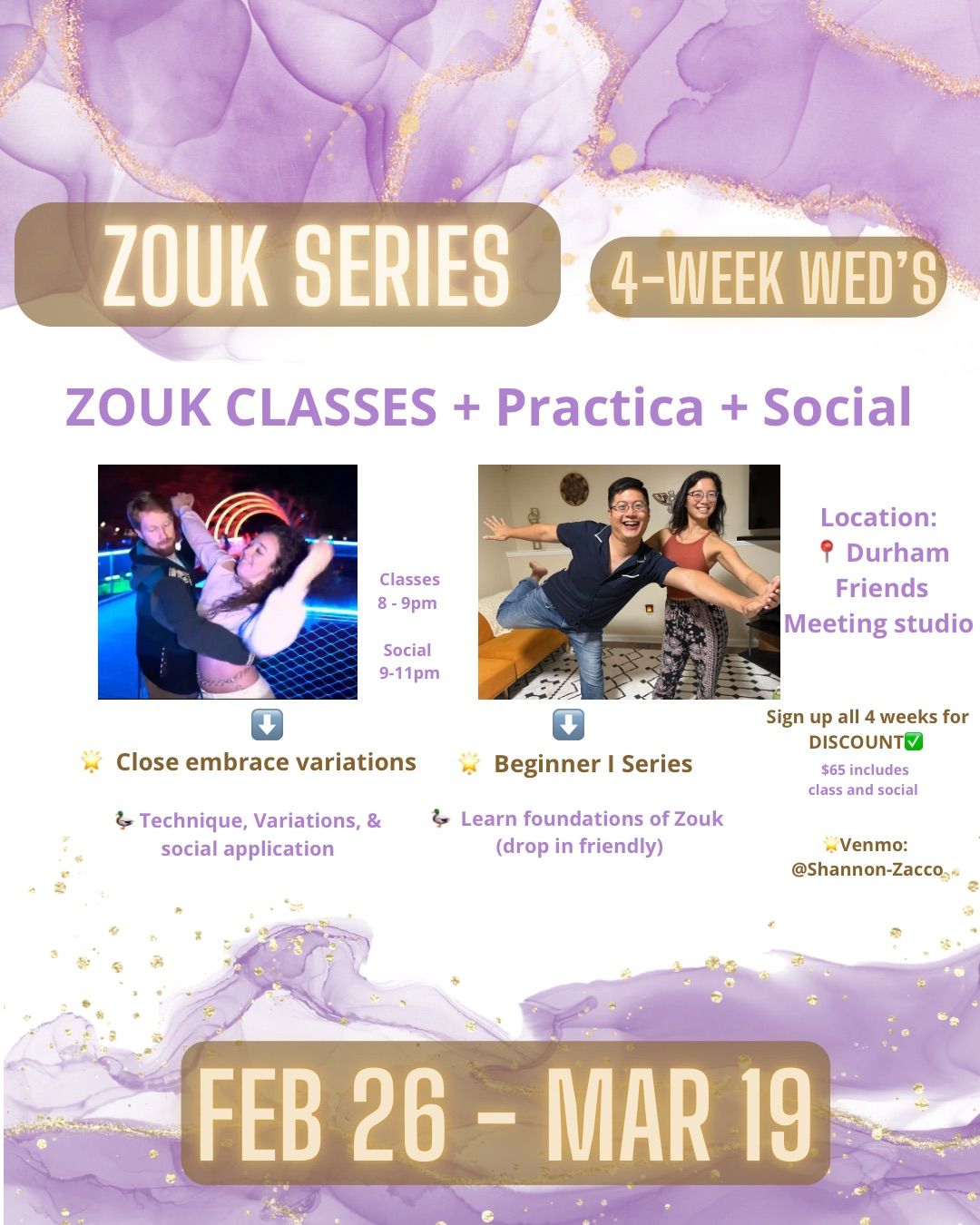 Zouk Series Feb 26-Mar 19 !