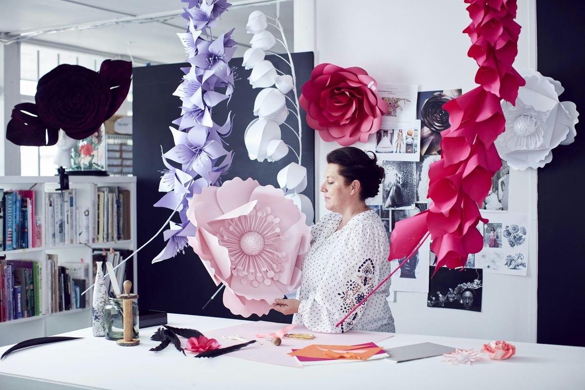 Paper Flower Workshop with artist Zoe Bradley collaboration with GF Smith