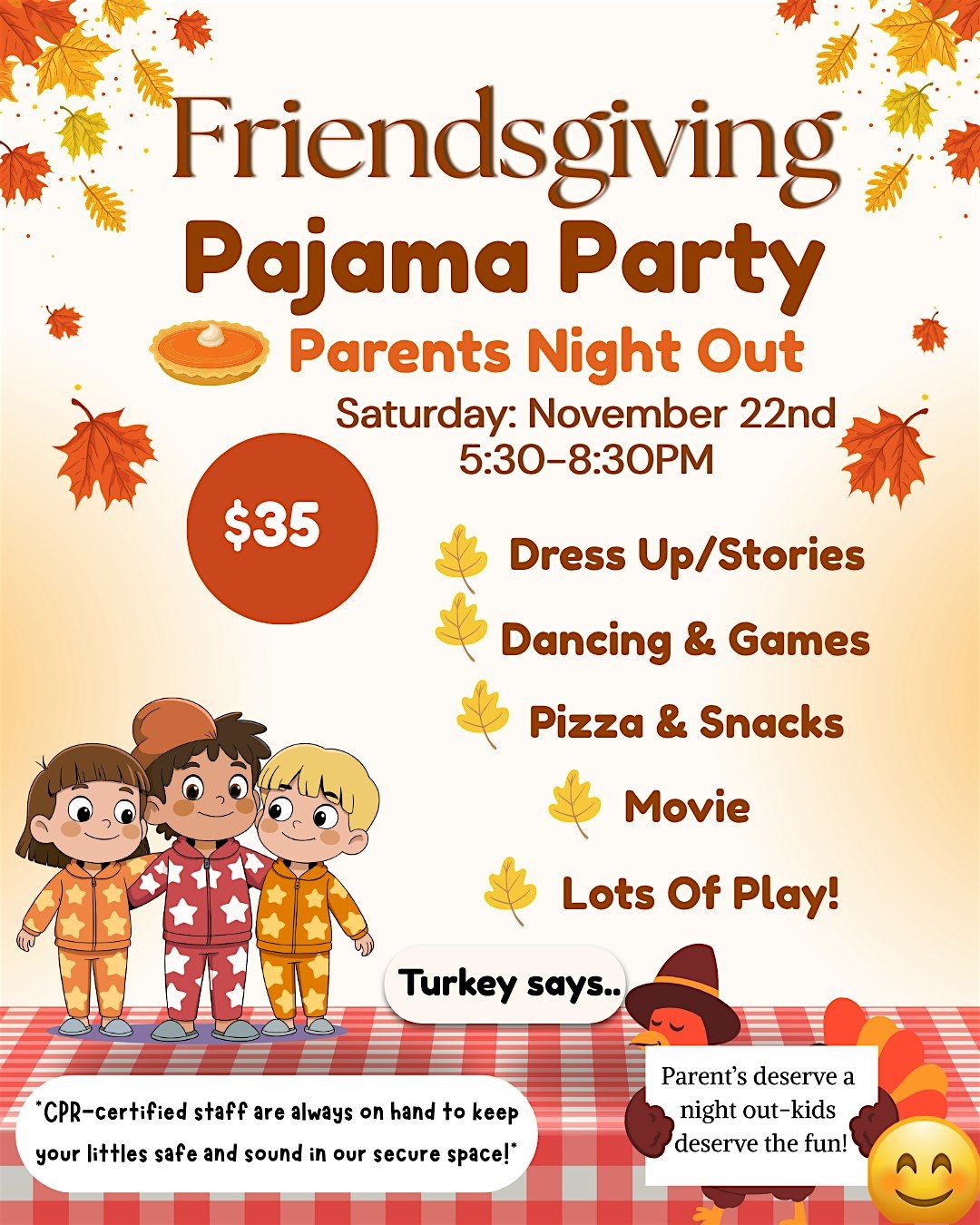 Gobbles & Giggles Friendsgiving PJ Party 11\/22