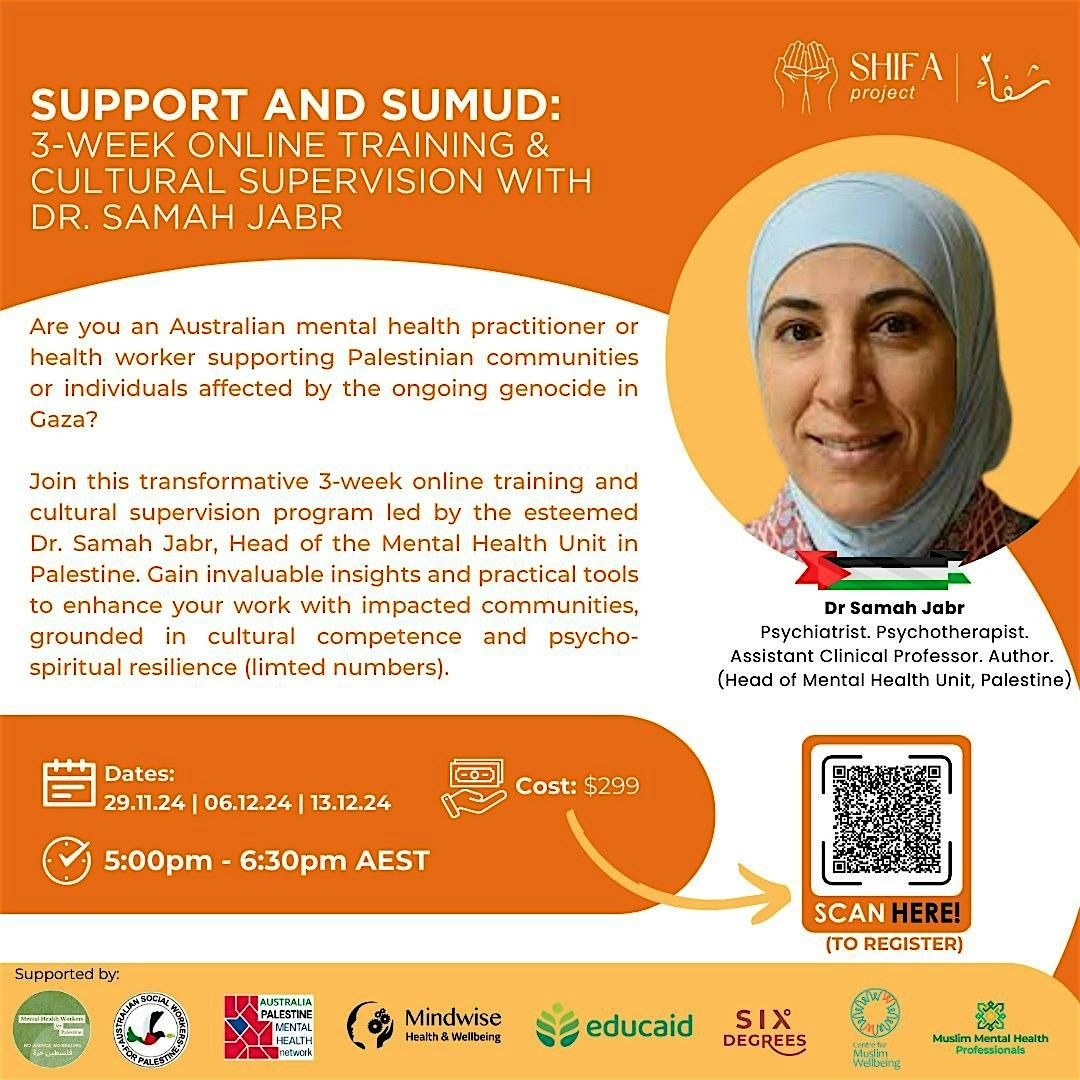 Support & Sumud: Online Training & Cultural Supervision with Dr Samah Jabr