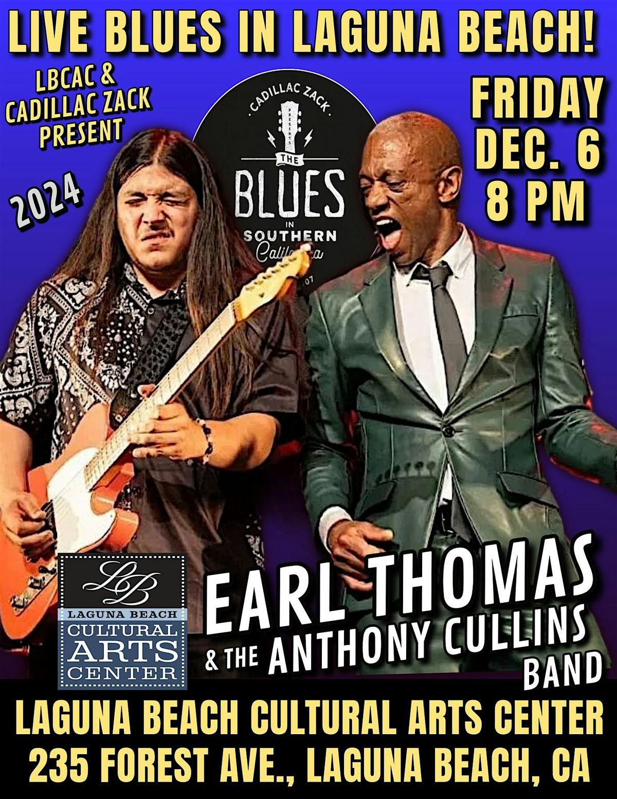 EARL THOMAS w\/ ANTHONY CULLINS BAND - Blues & Soul Greats - Laguna Beach!