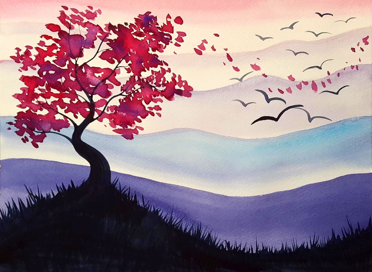 Watercolor Basics: Cherry Tree, -Dive into a world of color and creativity with Laura T \ud83c\udf1f\ud83c\udfa8