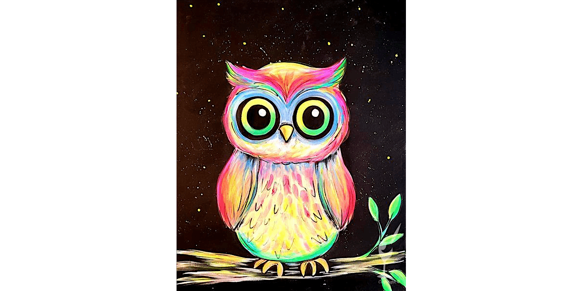 Neon Owl Painting Session - Paint and Sip in Houston | Classpop!\u2122