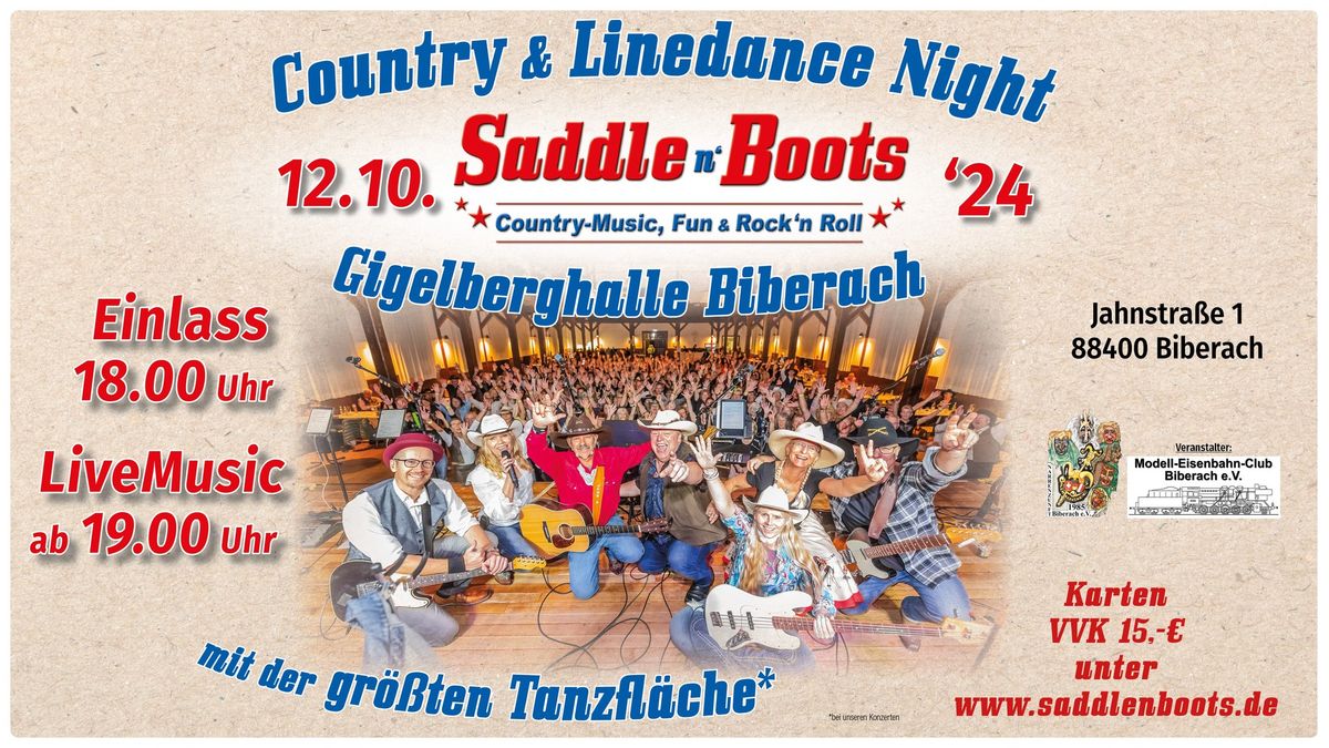 COUNTRY N\u2019 LINEDANCE NIGHT BIBERACH W\/ SADDLE N' BOOTS