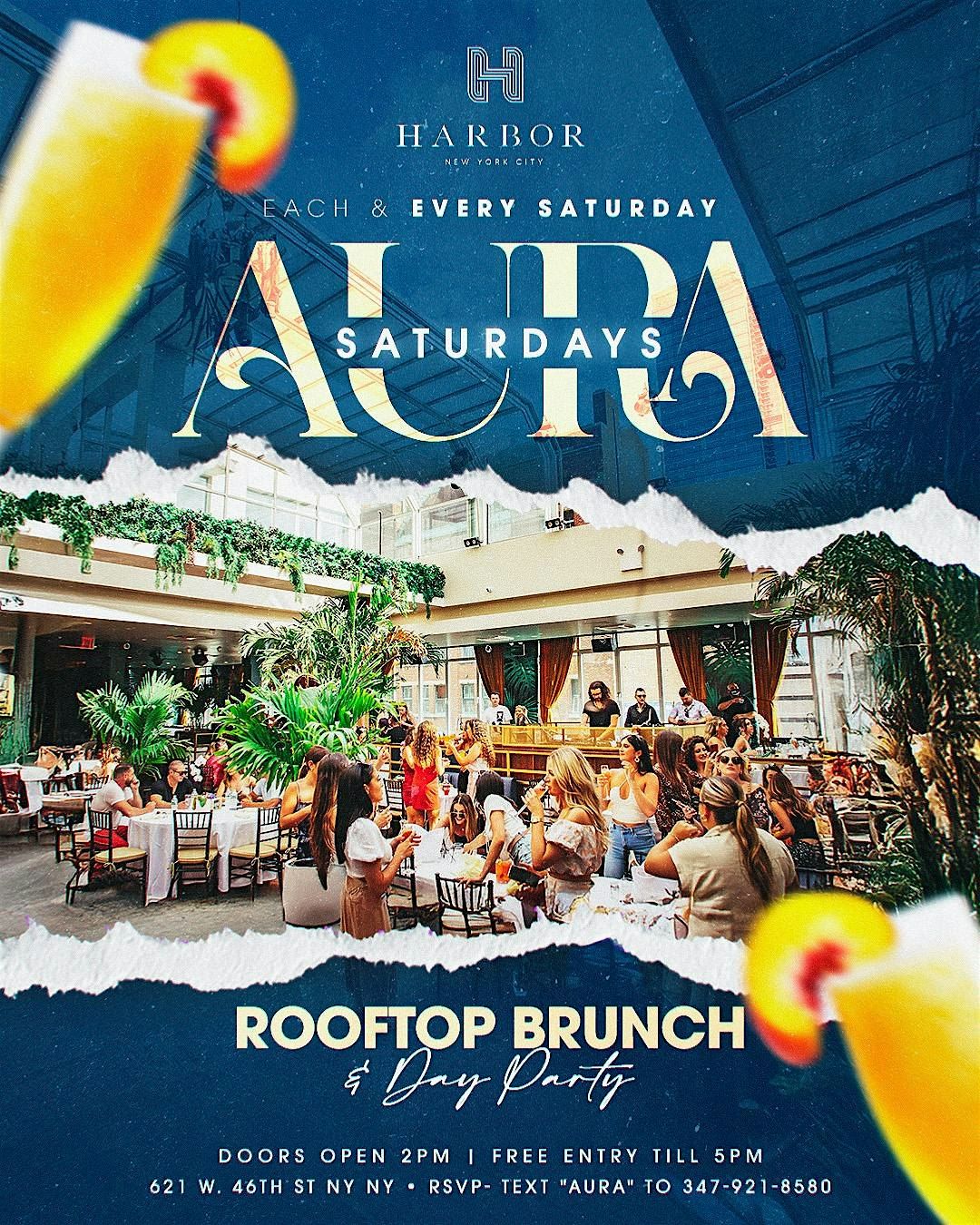 Aura Saturdays  Rooftop Brunch & Day Party @ Harbor NYC