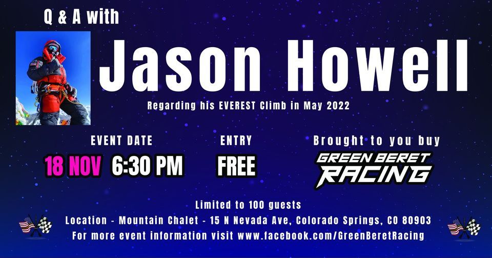 Q & A with JASON HOWELL, Mountain Chalet, Colorado Springs, 18 November ...