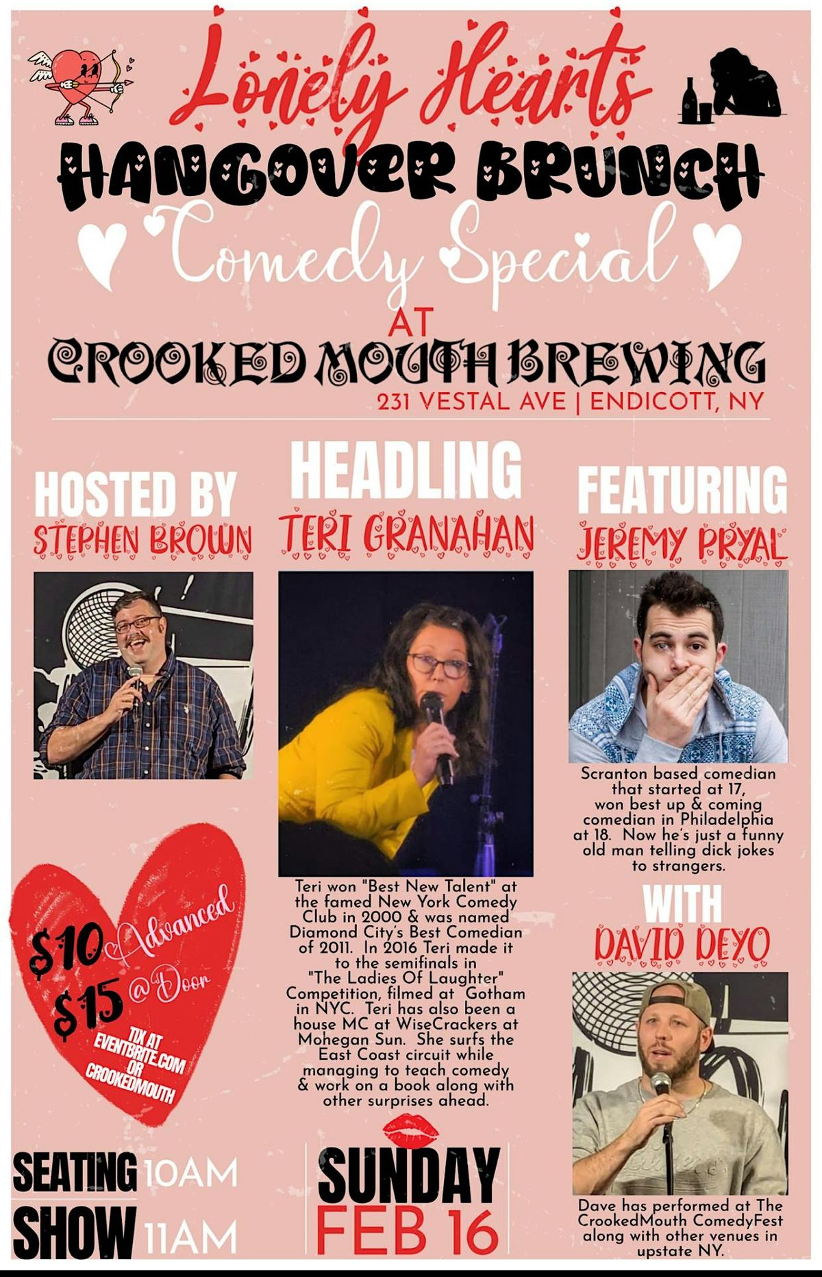 Lonely Hearts Brunch and Comedy Show at Crooked Mouth Brewing