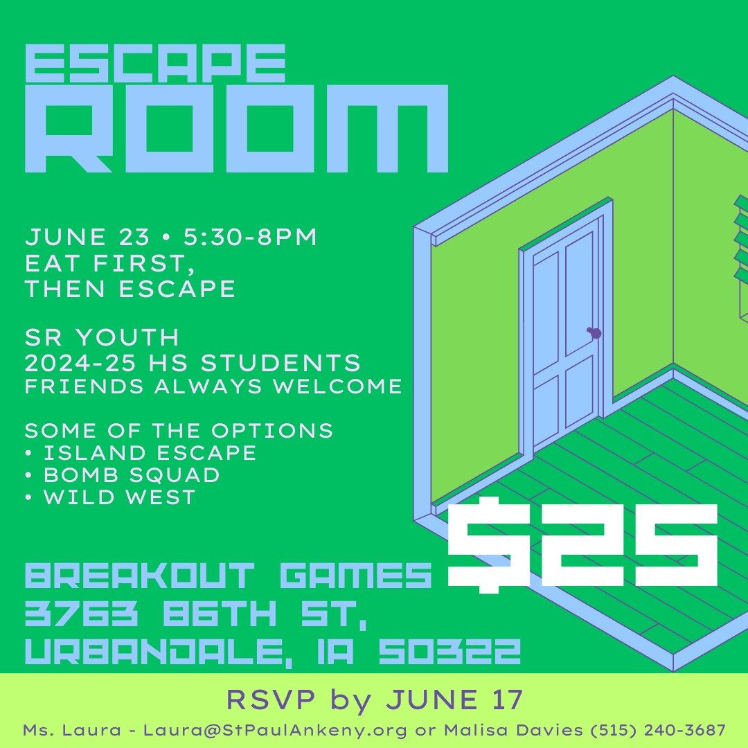 !!* SR Youth Supper + ESCAPE ROOM *!!