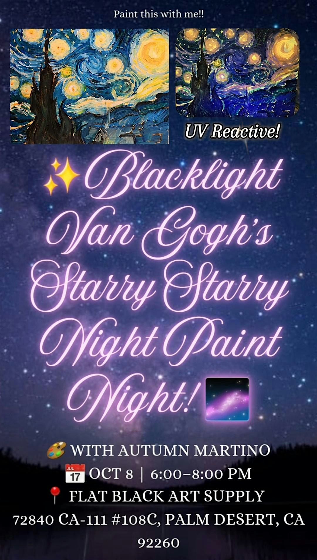 \u2728\ufe0fUV Blacklight Starry Starry Paint Night at Flat Black Art Supply!\u2728\ufe0f