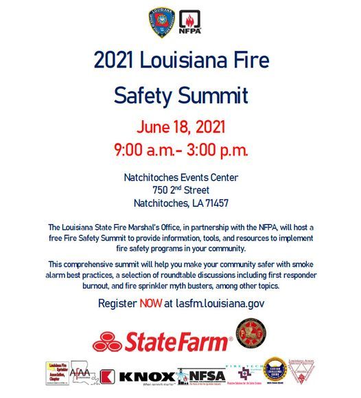 21 Louisiana Fire Safety Summit Natchitoches Events Center 18 June 21