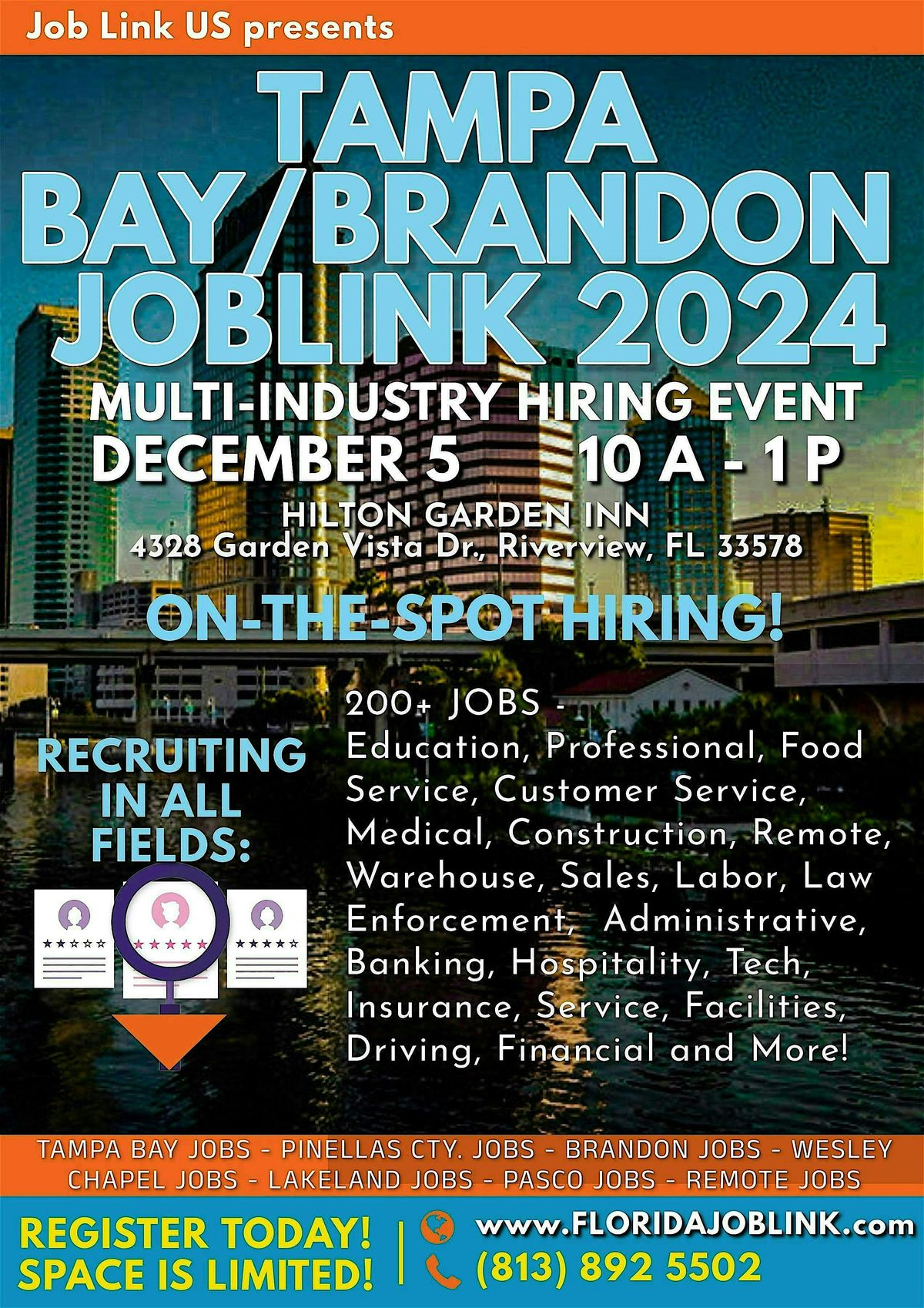 TAMPA BAY \/ BRANDON JOB FAIR - JOB LINK 2024 -  RSVP TODAY!