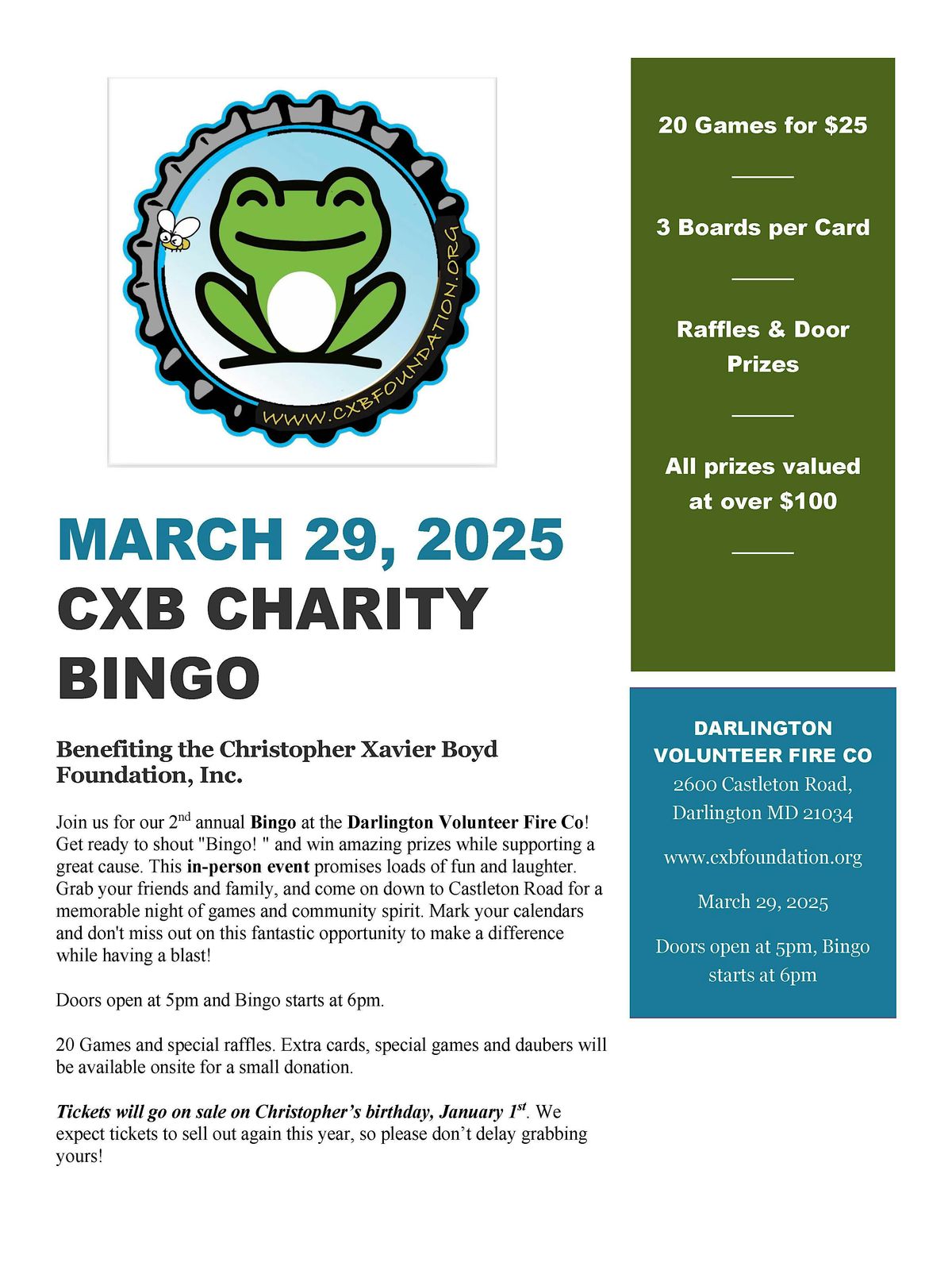 CXB Charity Bingo