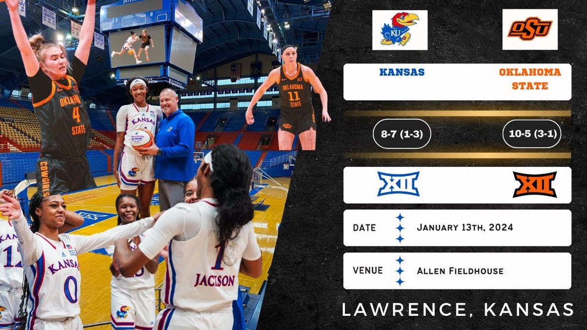 Oklahoma State Cowgirls at Kansas Jayhawks Womens Basketball at Allen Fieldhouse