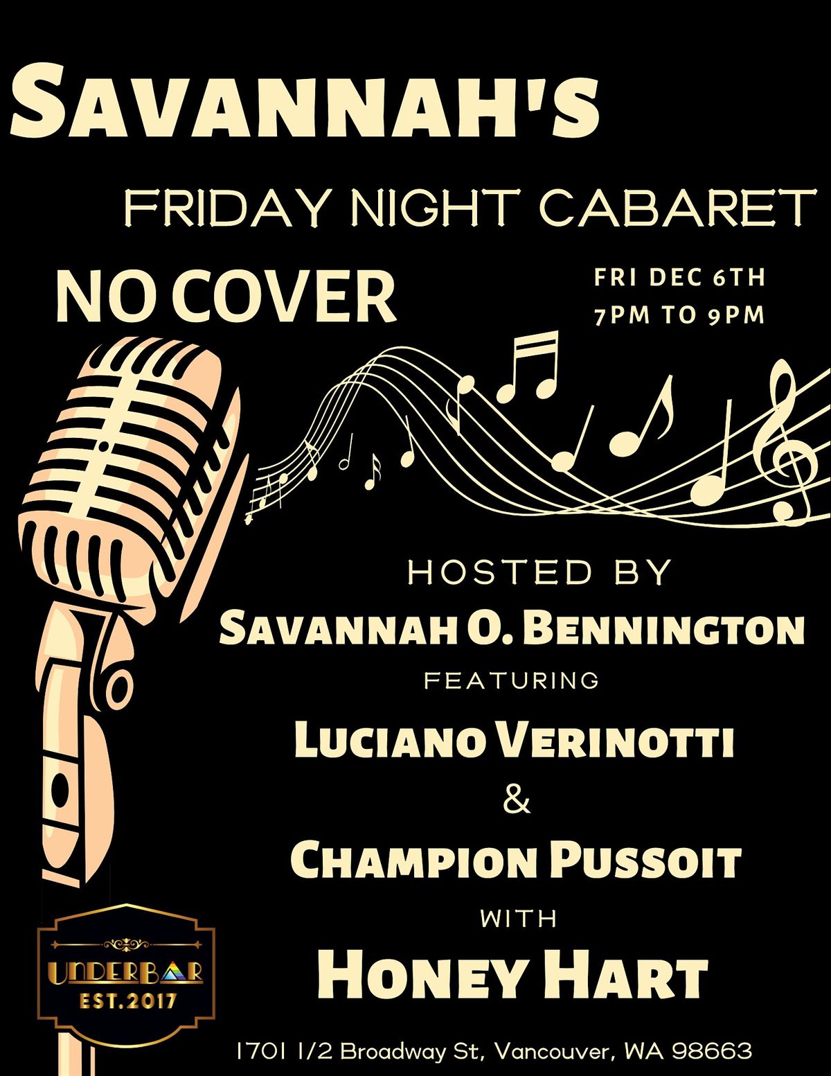 Savannah's Friday Night Cabaret At UnderBar