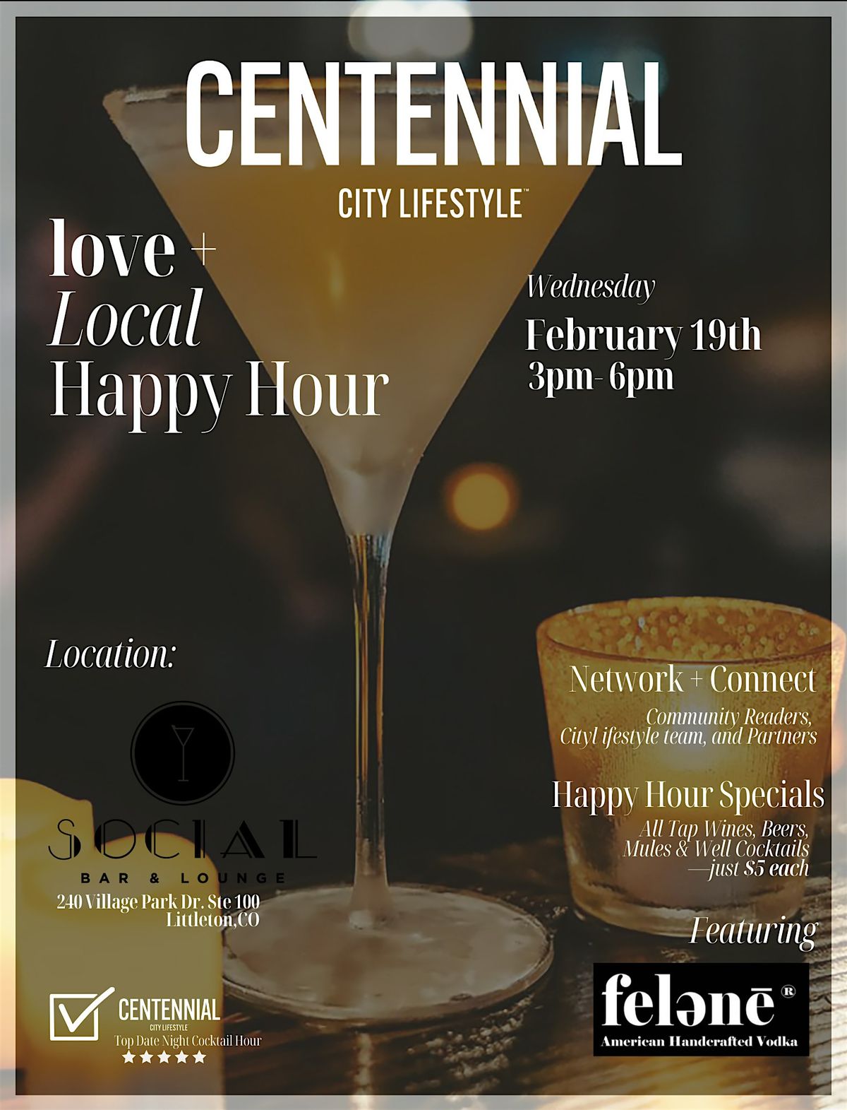 Centennial City Lifestyle Love + Local Happy Hour